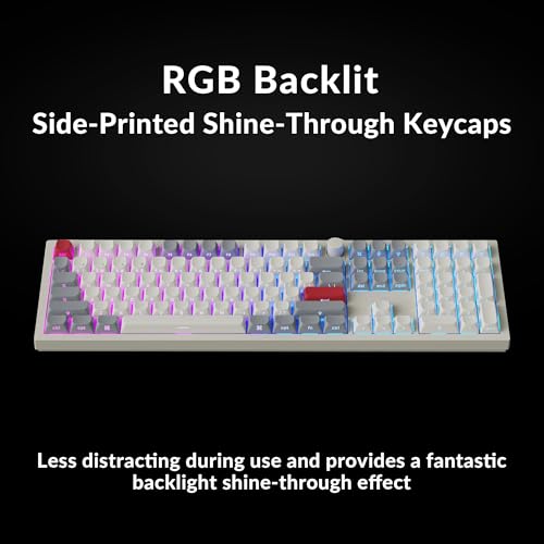 Keychron Q6 Max QMK/Launcher Wireless Bluetooth/2.4 GHz/USB-C Wired Custom Mechanical Keyboard, Full Size Programmable Knob RGB Backlit Hot-Swappable Gateron Red Switch for Mac Windows Linux - White - color: Hot-swap Red Switch
