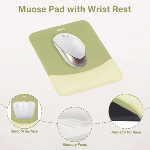 MOSISO Wrist Rest Support Mouse Pad & Keyboard Set, Olive Green | Rectangular Ergonomic Mousepad, Non-Slip Base, Home/Office Pain Relief & Easy Typing, Neoprene Cloth & Raised Silicone Lining - color: Olive Green
