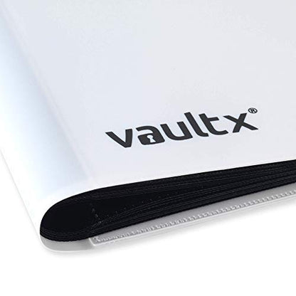 Vault X 4 Pocket Strap Trading Card Binder 160 Cards Side Loading (White) | Holds 160 standard-size TCG cards in 20 side-loading 4-pocket pages. Padded, water-resistant cover. - color: White