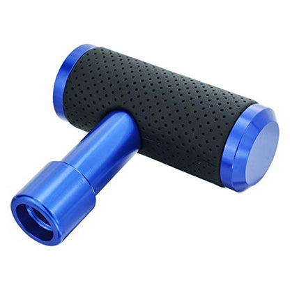 T Handle Shifter Car Knob, Joystick Style Alloy Cover with Leather Gear Stick Lever Shift Fit Most Automatic Manual Transmissions, Blue-Black - color: blue-black