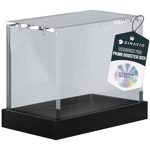 Dinavio Crafthouse PKMN Booster Box Case Acrylic Display - Booster Box Protector Case - 8mm + 5mm Acrylic 5x3mm Magnets - Compatible with PKMN Booster Boxes (Black Base) - color: Black Base