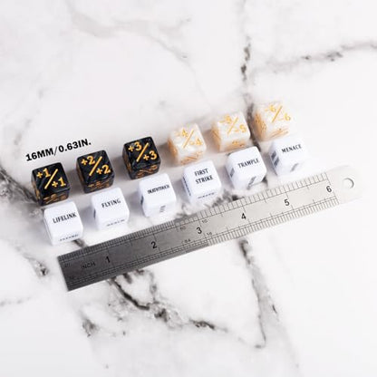 48 Pieces Abilities Keywords Counter Dice Plus One MTG Dice Counters Set Creature +1 Tokens for MTG, TCG, Magic Card Games Accessories