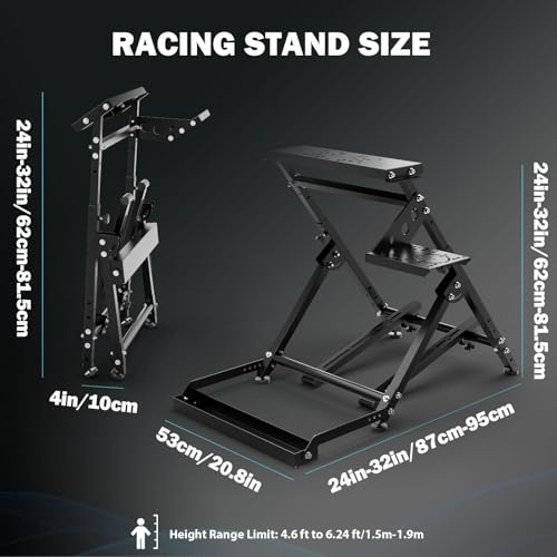 Anman Foldable Racing Simulation stand Compatible with Logitech G29 G27 G923 Adjustable Racing Wheel Stand Wheel and Pedals Not Included