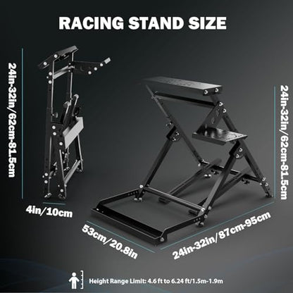 Anman Foldable Racing Simulation stand Compatible with Logitech G29 G27 G923 Adjustable Racing Wheel Stand Wheel and Pedals Not Included