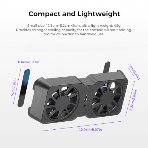 Handheld Gaming Cooling Fan, Magnetic-Console Cooler Fan with 45 Mm Dual-Silent Compact Portable Heat Dispersion Console-Airflow