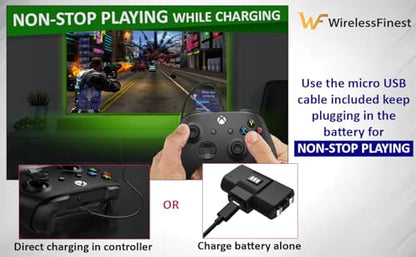 2X Pack Rechargeable Fast Charge Battery Charger Kit + 4X Cover for Xbox Controllers Xbox Series S/X Xbox 1 One S/One X/One Elite Wireless Remote Non-Stop Playing + 2X Micro USB Charging Cable