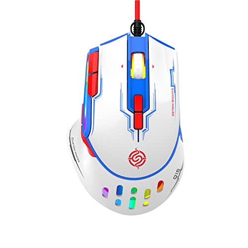 RGB USB Gaming Programming 6400DPI 9 Buttons Programmable Ergonomic for Mice PC Computer USB Gaming Programmable - color: White