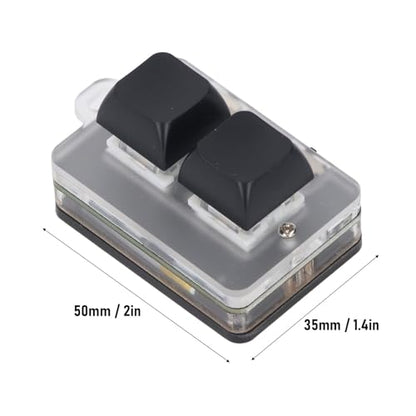LICAEVEY USB 2-Key Mini Keypad, Support Programming Macro and Software Blue Switch Custom Keyboard with RGB Light, Support Bluetooth and USB C Connection