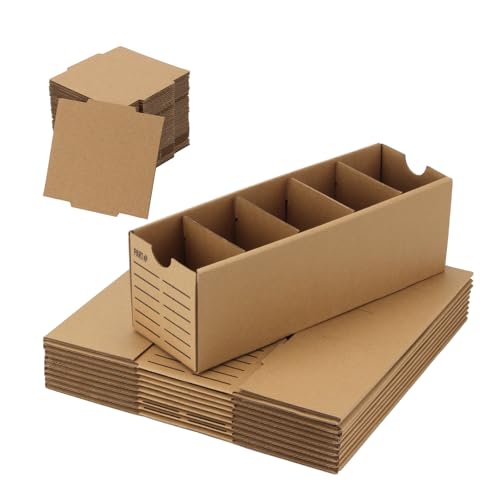 Parts Bins with Dividers, Cardboard Storage Boxes, Pantry Organizer Boxes, Parts Bins Organizer for Shop, Kraft Cardboard Storage Bins for Shelves Classroom Garage Office Organization (10)
