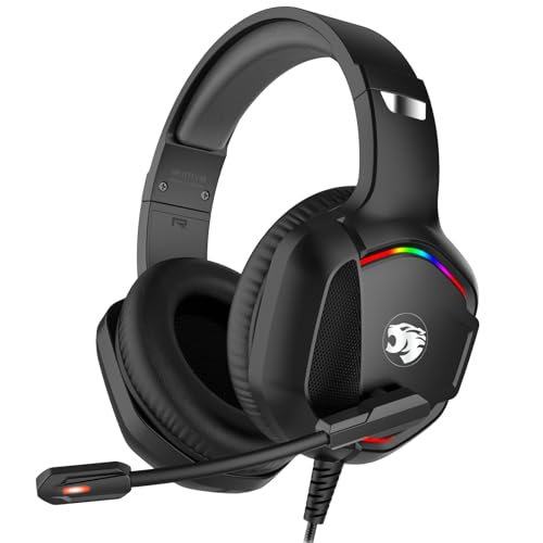 IMYB A36 Gaming Headset with Mic Stereo Headphones for Pc, PS5, Xbox | RGB Wired Over-Ear Noise Cancelling for Xbox Series X/S, PS4, Nintendo Switch, Computer, Laptop, Mac - color: Black