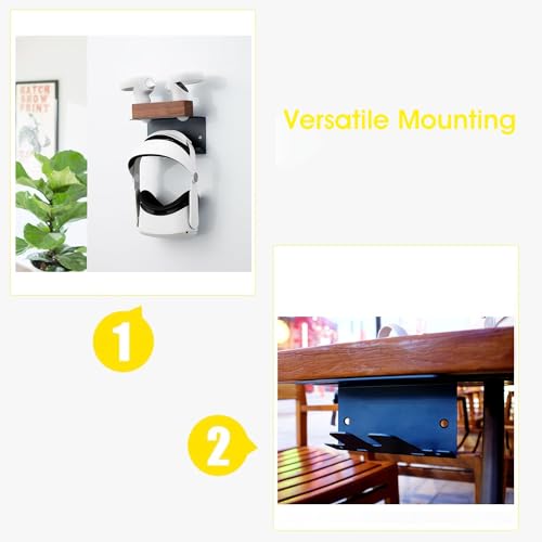 NIRVASH VR Wall Mount Storage Stand Holder Hook for Meta/Oculus Quest 3S/3/2/Pro/Rift-S/Valve Index/PS5 VR2/HTC Vive, Premium VR Headset Wall Hanger