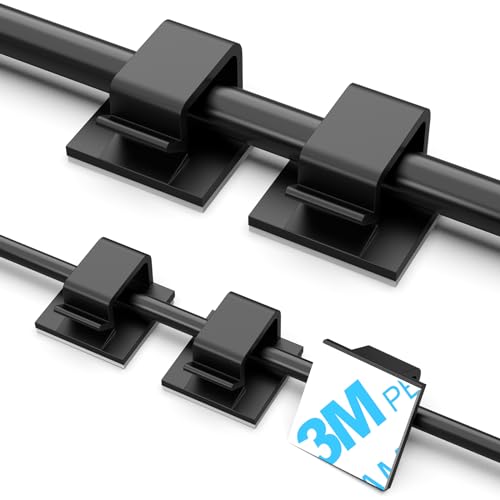 TidyHelper 100 PCS Adhesive Cable Clips Black, Small & Large | Wire Holder for Wall, Cable Management Under Desk, Outdoor Light Clips Hooks for LED, Car Dash Cam, HDMI, Extension Cord - color: Black, size: Small&Large