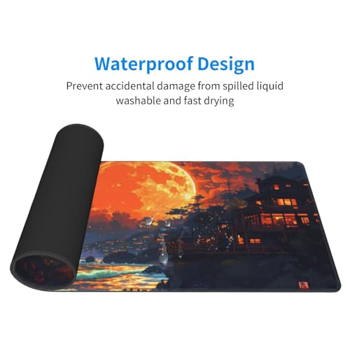 Gaming Mouse Pad Desk Pad,Extended Big Mouse Pad,31.5x11.8 Inch Long Computer Keyboard Mouse Mat Mousepad with 3mm Non-Slip Base and Stitched Edge for Gaming and Office… (Oil Painting) - color: Oil Painting