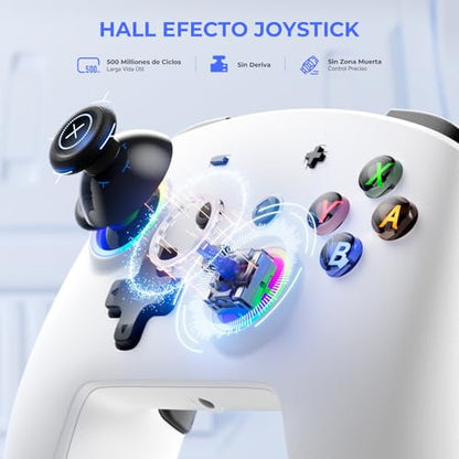 ECHTPower Switch 2 Pro Controller with Hall Effect Joysticks, One-Key Wake-Up for Switch 2, Wireless Controller for Switch 2/Switch/Lite/OLED, Turbo Button, 4 Back Buttons, RGB Lighting, 3.5mm Jack, Dual Vibration, 6-Axis Gyro - color: White