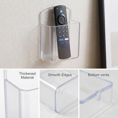 2 PCS Remote Control Holder Wall Mount, TV Remote Control Holder, Self Adhesive Pen Holder Organizers and Accessories for Home Office School (4, Clear-4Pcs) - color: Set of 4-Clear