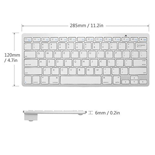 iKKEGOL USB Slim Mini Wired 78 Key Small Super Thin Compact Keyboard for Desktop Laptop PC Win 7 Mac (White) - color: Silver + White