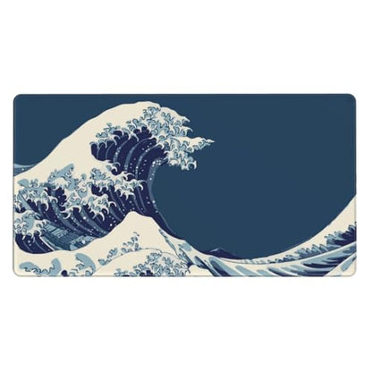 MTG Playmat Blue Great Wave TCG Mat Board Game Card Game Trading Card Game Play Mat Desk Pad Original Hand Painted Stitched Edges Smooth Surface Rubber Base 23.6x13.8in