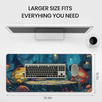 Anime Frog Playing Card Gaming Mouse Pad, Extended 35.4 x 15.7 Inches, Non-Slip Rubber Base, Stitched Edges,Water Proof， XXL Desk Mat - color: Anime Frog Playing Card Designs
