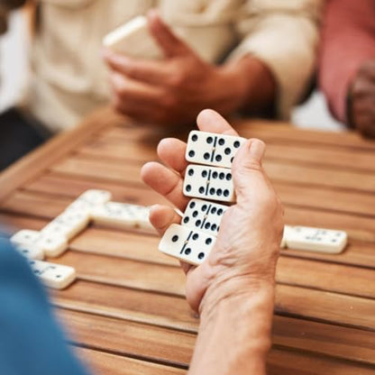 Domino Set with Wood Case - 55 Premium Double Nine Dominoes and Convenient Storage Box - Family Games by Trademark Games (Light Brown) - style: 55 Piece