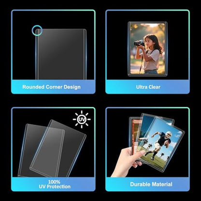 400 Card Sleeves Top Loaders, 3" x 4" Clear Full UV-Resistant Trading Card Protectors for Baseball, Hard Plastic Holder for MTG TCG Collectible Sports Game Cards (200 Toploaders + 200 Soft Sleeves) - size: 200 Toploaders + 200 Penny Sleeves
