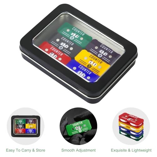 6PCS Life Counter Set with Metal Box, Health Tracker Life Counters Twin Digits for Magic Card Games Accessories D&D RPG CCG TCG Tabletop Board Games - color: A Color Matching-6pcs