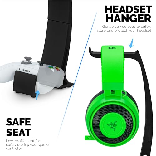 BRAINWAVZ Headphone Stand & Game Controller Holder – Sleek Headset Hanger & Gamepad Stand for Xbox, PlayStation, Legacy, Retro & More – (UGDS16) - color: UGDS16