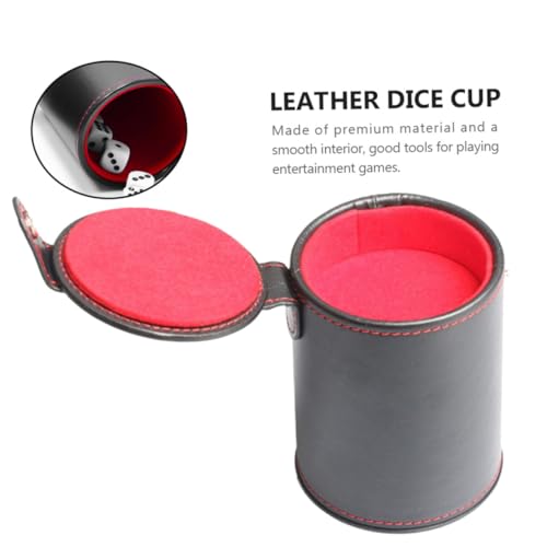 Totority PU Leather Dice Cup with Double-Layer Lids Professional Dice Storage Container for Bar Party and Family Game Entertainment