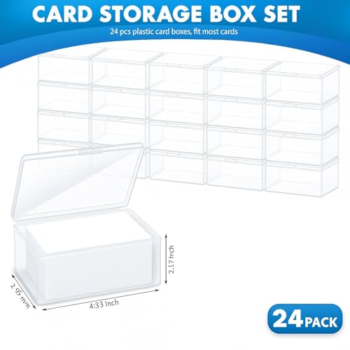 Playing Card Boxes Snaps Closed Clear Plastic Cases Poker Gaming Playing Cards Trading Card Storage Boxes Compatible with MTG TCG 100 Game Cases 4.3 x 2.95 x 2.2 Inches(24 Pcs)