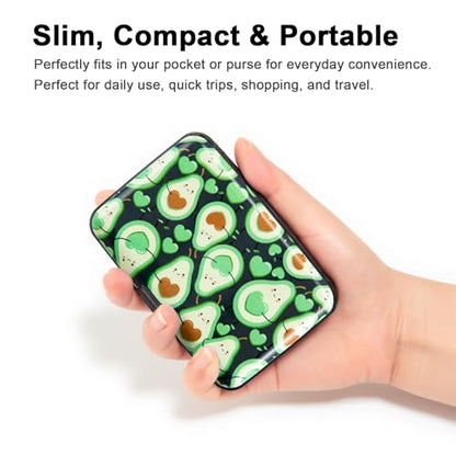 Credit Card Holder, Metal Card Wallet RFID Blocking Mini Slim Aluminum Business Hard Card Case for Women Men (Cartoon Avocado) - color: Cartoon Avocado