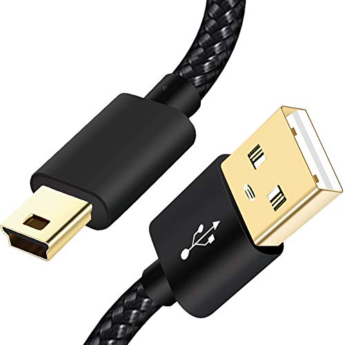 SCOVEE Mini USB Cable Braided 6ft Type A Male to Mini B Cable Data Charging Cord for GoPro Hero 3+,PS3 Controller Cord,MP3 Player,Dash Cam for Garmin Nuvi,Camera Charger for Canon PowerShot Rebel ELPH - size: 6ft
