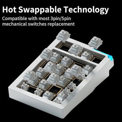 STARS21 Mechanical Number Pad,Aluminum CNC VIA/QMK Programmable Macro Numpad Gasket Hot Swappable Wireless Numeric Keypad BT5.0/2.4Ghz/USB-C RGB Gaming Keypad for Laptop/PC/Office (Silver-Gray) - color: Silver-Gray