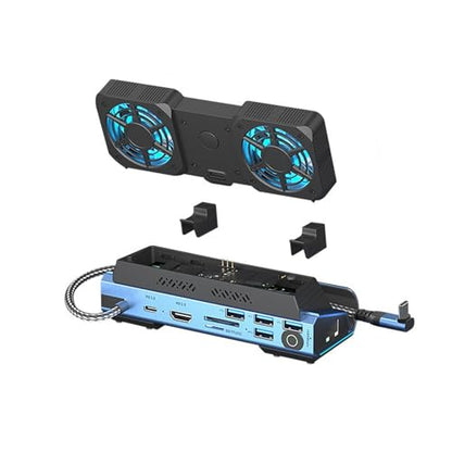 14-in-1 Docking Station for Steam Deck, ROG Ally X & Legion Go, Dual Cooling Fan USB C Docking Station with HDMI 4K 60Hz, 1000Mbps, 4*USB 3.0, USB C 100W PD, SD TF Slot