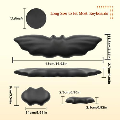 Keyboard Wrist Rest - Soft Leather Halloween Bat Wrist Pad | Mouse Wrist Rest with Non-Slip Base, Wrist Pad for Keyboard,Arm Rest for Desk Computer Laptop Mac Gaming Office Black - color: Black