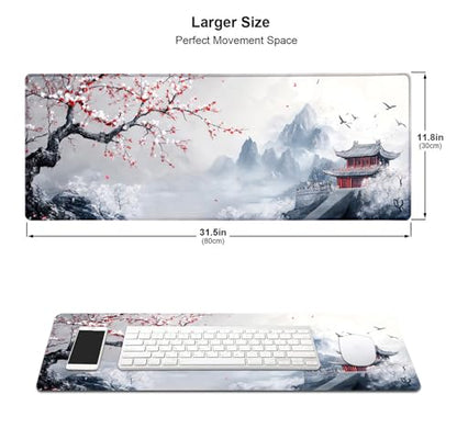 Large Mouse Pad, Desk Mat Computer Keyboard Pad Non-Slip Rubber Base Waterproof with Stitched Edges for Laptop Gaming, Office & Home 31.5 x 11.8 Inch (XL-03) - color: Xl-03