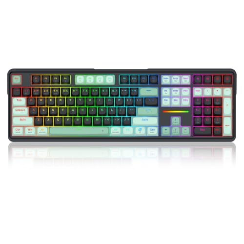 Redragon K745 PRO Wireless Gasket RGB Gaming Keyboard, 108 Keys Mechanical Keyboard w/Extra 4 Hotkeys, Hot-Swap Socket, 5-Layer Noise Dampening, See-Through Round PBT Keycaps, Creamy Linear Switch - color: Dark Jade, size: 108 Keys