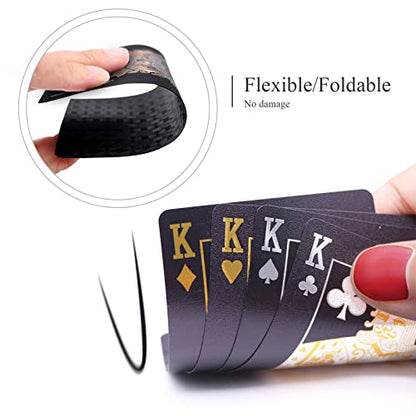 ACELION Waterproof Playing Cards, Plastic Playing Cards, Deck of Cards, Gift Poker (Black Diamond Cards) - color: Black
