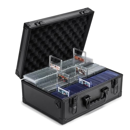 Collectable Trading Card Cases, Toploaders Storage Box, Magnetic Card Storage Hard Cabinet, Graded Card Storage Case, Sports & Trading Collector Storage Box (Black) - color: Black, size: Large