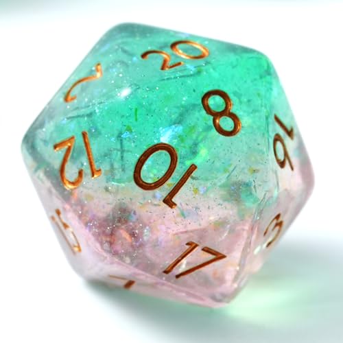 Starlight Ember Resin Dice Set for DND – 7pc Polyhedral Set with Glitter – Stunning and Cool RPG Dice for Dungeons & Dragons, and Other TTRPGs – Unique Natural Distribution - color: Starlight Ember