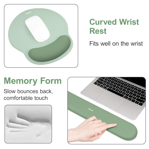 MOSISO Wrist Rest for Mouse Pad Set, Large Gaming Deskpad, Green | Circle Curved Mousepad&Keyboard Wrist Rest&Coaster, Ergonomic Non-Slip Mousepad&Easy Typing Pad with Silicone Lining - color: Green