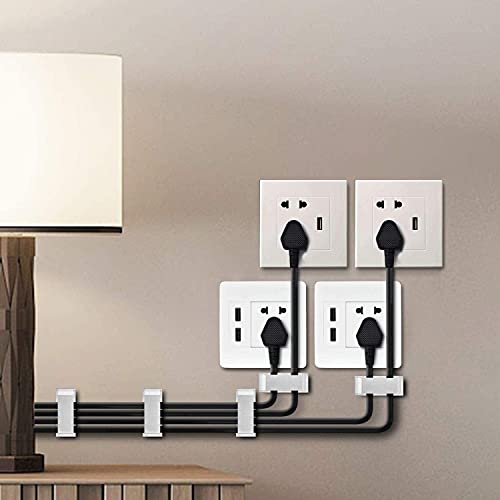 SOULWIT® 50 x Self-Adhesive Cable Management Clips for USB Cable TV, Charger, Audio, Wire Clamp for Table, Car, Office, Home - color: White