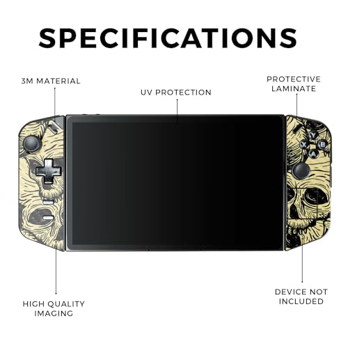 Carbon Fiber Gaming Skin Compatible with Lenovo Legion Go - Inked Skulls - Premium 3M Vinyl Protective Wrap Decal Cover - Easy to Apply | Crafted in The USA by MightySkins - color: Inked Skulls, style: Carbon Fiber Textured Finish