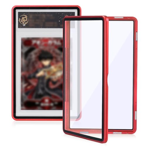Magnetic Graded Card Case, Premium Aluminum Alloy Protector with 9-Point Lock, Personalized Slab Bumper for BGS, Drop-Tested & UV Resistant, Ideal for Display & Long-Term Storage (Red) - color: Red, style: BGS Card Case