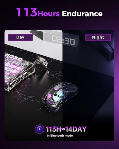 GravaStar Mercury X Pro Wireless Gaming Mouse, Come with 8K Dongle – 32,000 DPI PAW 3950 Sensor, 8,000Hz Polling Rate, Only 49g, Magnesium Alloy Hollow Frame, RGB Lighting, 5 Programmable Buttons - color: Black, style: 8K Polling Rate