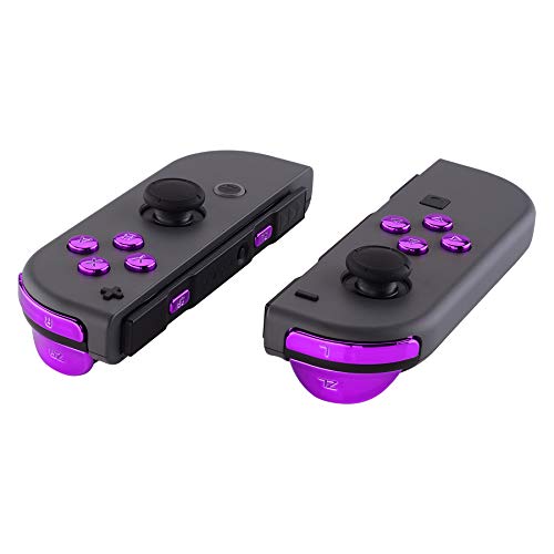 eXtremeRate DIY Full Set Buttons for Nintendo Switch & Switch OLED, Chrome Purple Glossy Replacement Buttons for JoyCon, ABXY Direction Keys SR SL L R ZR ZL + - Home Capture Trigger Buttons Springs - color: Chrome Purple
