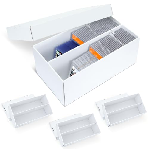 Pulchra 4 Pack Trading Graded Card Storage Box - 2 Rows Graded Card Case Holds 88 PSA Slab Cards, Graded Card, Cardboard Holder Organizer Boxes with Dividers for Sport Cards PSA/GMA/CSG/SGC/HGA/MTG - size: 4 Pack, style: 2 Row