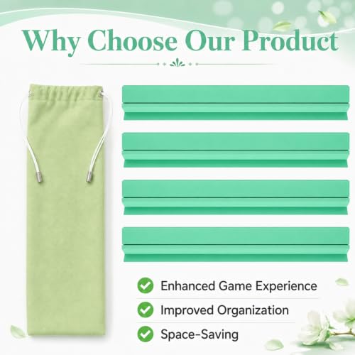 5Pcs Mahjong Racks with Pushers Wooden American Mahjong Tile Pushers and Racks Set with Mah Jong Rack Drawstring Bag Mah jong Accessories for Players Gifts Home Game Night Party Supplies (Light Green) - color: Light Green