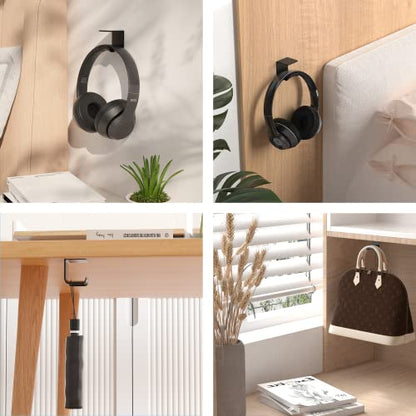 HomeMount Under Desk Headphone Hook - Adhesive Gaming Headphone Stand Hanger, Table Mount for Most Headphones (Black) - color: Black