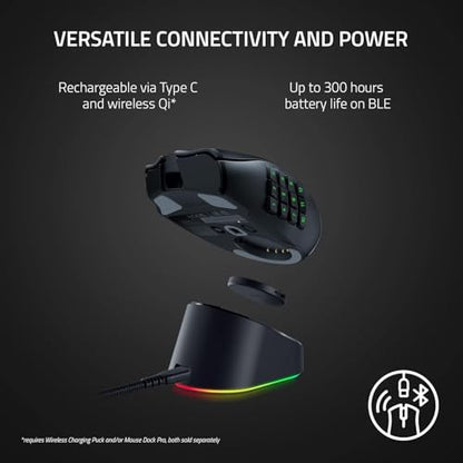 Razer Naga V2 Pro Mouse Right-Hand Rf Wireless + Bluetooth + USB, W128281627 (Rf Wireless + Bluetooth + USB Type-C Optical 30000 Dpi) - style: Naga V2 Pro