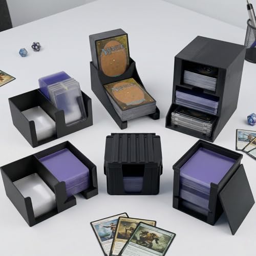 Card Care Lite - Toploader Dispenser Stackable Card Storage Box - Penny Sleeve Holder (Black) - color: Black