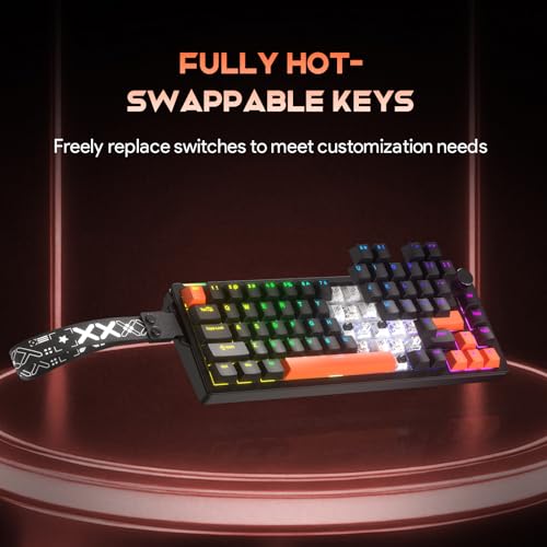 x FURYCUBE 68% Mechanical Gaming Keyboard with RGB Backlit, Wired Keyboard Volume Knob Gasket Mount with PBT Keycaps,Pre-lubed Linear Switches, Hot-Swap Creamy Keyboard, for FPS Games - color: Black+Orange